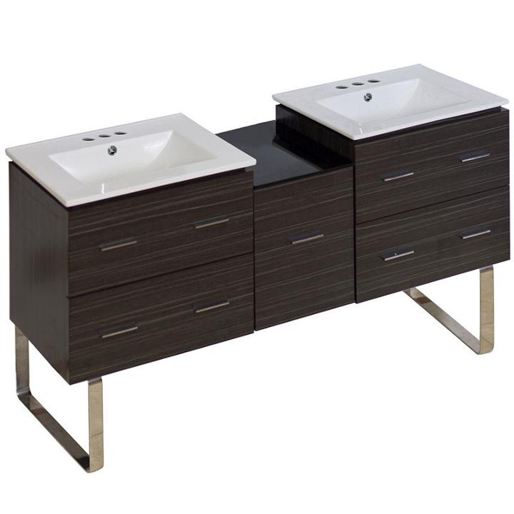 61.5-in. W Floor Mount Dawn Grey Vanity Set For 3h4-in. Drilling