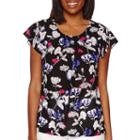 Liz Claiborne Short-sleeve Floral-print Blouse - Tall