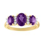Womens Purple Amethyst Gold Over Silver Cocktail Ring