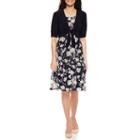 Perceptions Elbow Sleeve Lace Tie Front Jacket Dress-petites