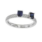 Personally Stackable Lab-created Sapphire Textured 2-stone Ring