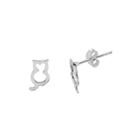 Itsy Bitsy&trade; Antiqued Sterling Silver Cat Cutout Earrings