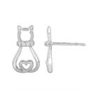 Aspca Tender Voices Diamond-accent Sterling Silver Cat Earrings