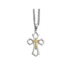 Mens Stainless Steel Yellow Ion-plated Cross Pendant