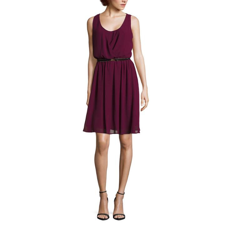 By & By Sleeveless Surplus Belted Dress - Juniors