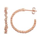 Lab Created White Sapphire 14k Rose Gold Over Silver 2.1mm Hoop Earrings