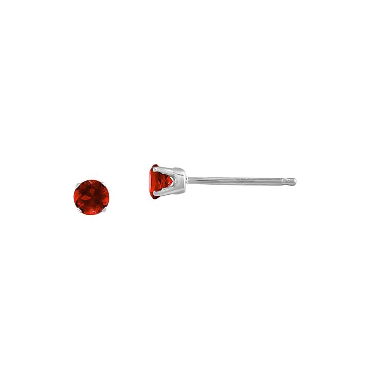 3mm Round Lab Created Ruby Earring In 14k White Gold