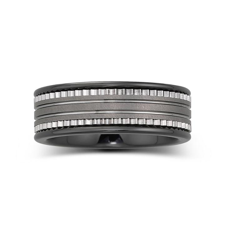 Mens 7.5mm Ceramic & Stainless Steel Band