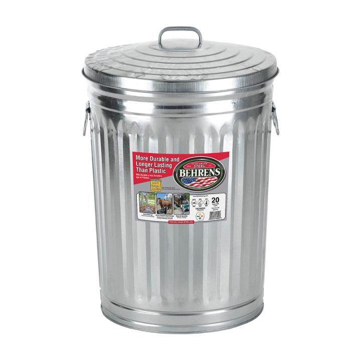 Behrens High Grade Steel 1211 20 Gal Silver Galvanized Steel Trash Can W/lid