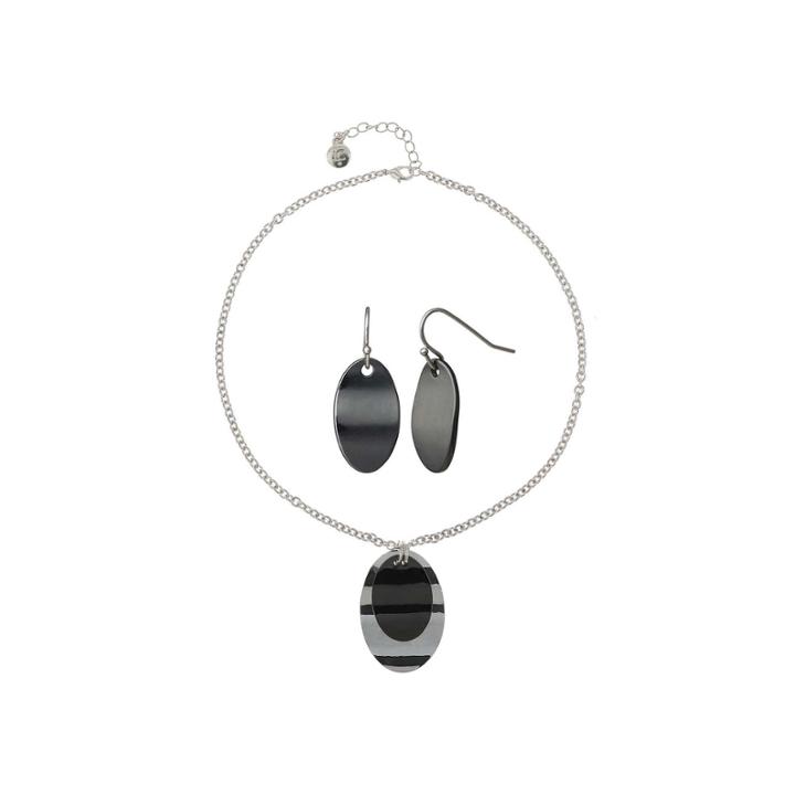 Liz Claiborne Hematite & Silver-tone Earring And Necklace Set