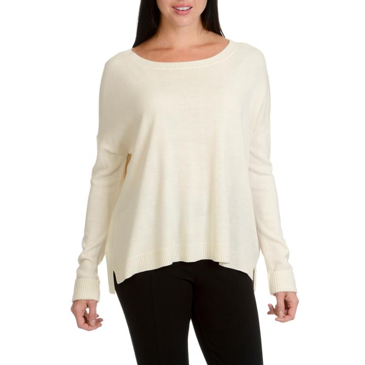 Larry Levine Drop Sleeve Open Crew Sweater