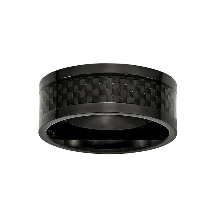Mens 9mm Titanium Black Ion-plated Wedding Band