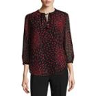 Liz Claiborne 3/4 Sleeve V Neck Floral Blouse