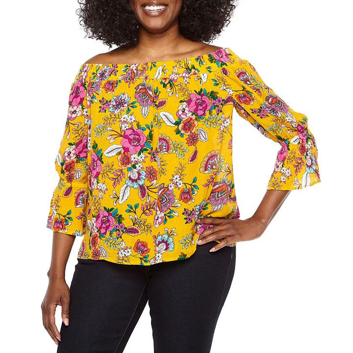 A.n.a 3/4 Sleeve Woven Blouse-petites