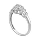 Diamond Blossom Womens 1/3 Ct. T.w. Genuine Diamond White 10k Gold Cluster Ring