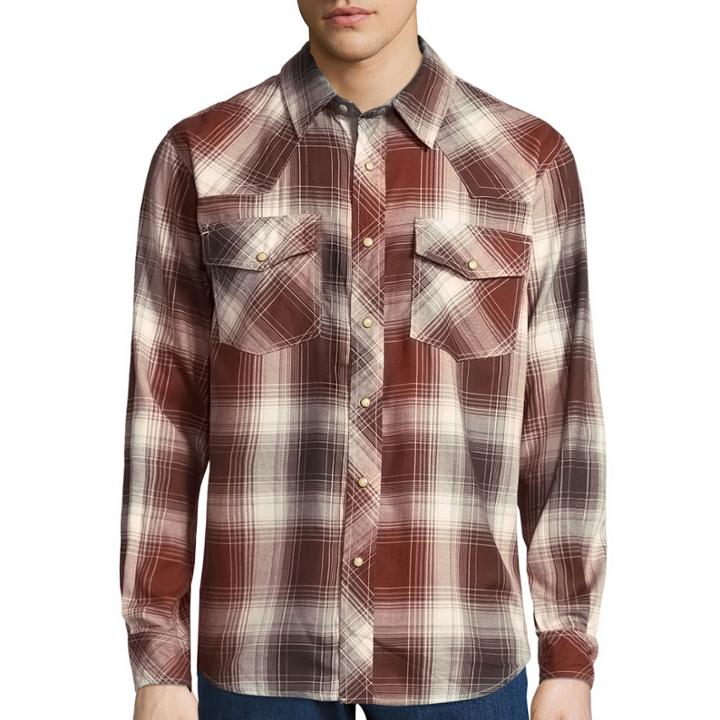 Smith's Workwear Long-sleeve Plaid Western Shirt With Snaps