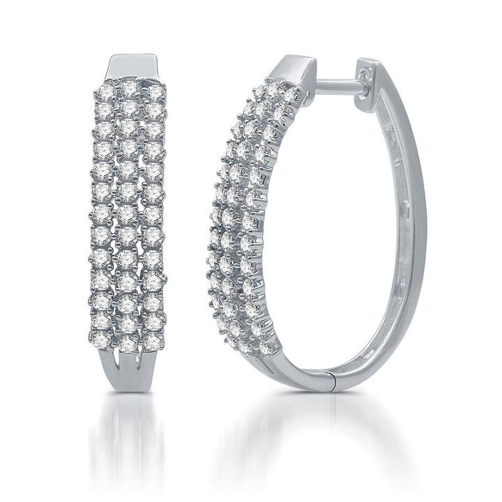 1 Ct. T.w. White Diamond 23.9mm Hoop Earrings