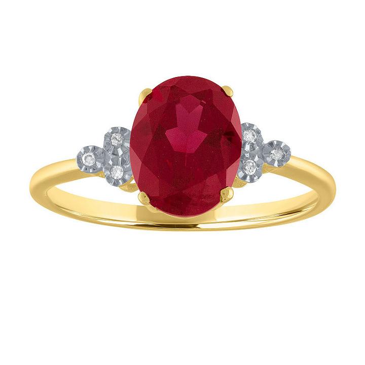 Womens Lab Created Ruby Red 10k Gold Cocktail Ring