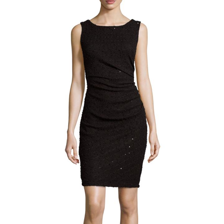 Bisou Bisou Sleeveless Boucle Side-ruched Sheath Dress
