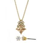 Sparkle Allure&trade; Champagne And White Cubic Zirconia Stud Earring And Necklace Set