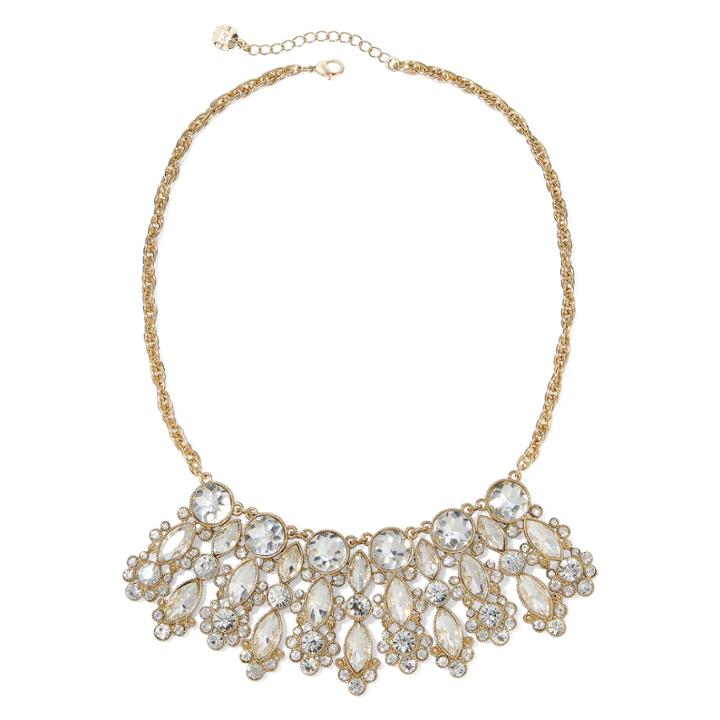 Monet Crystal Gold-tone Statement Necklace