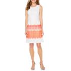 R & K Originals Sleeveless Lace Stripe Fit & Flare Dress
