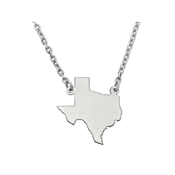 Personalized Sterling Silver Texas Pendant Necklace