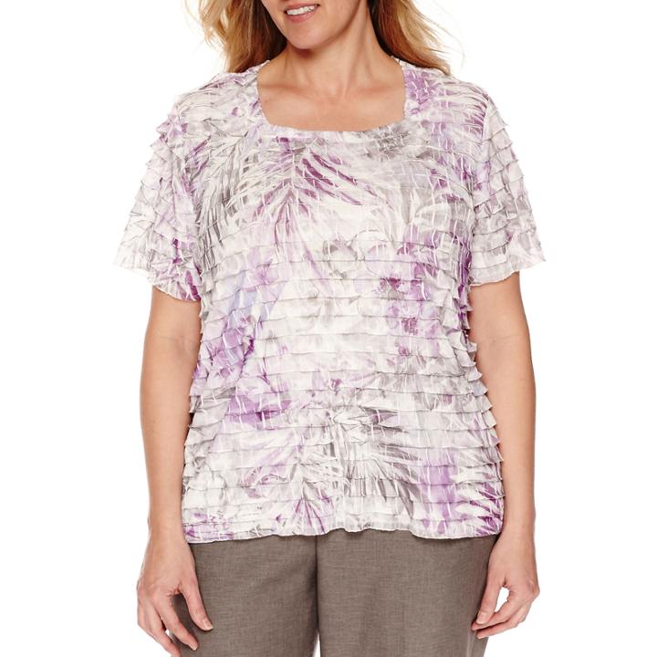 Alfred Dunner Square Neck Ruffle Tee-plus