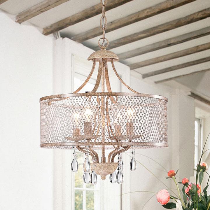 Boyenn Rustic Brown/gold 4-light 16-inch Candelabra Drum Chandelier