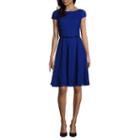 Black Label By Evan-picone Short Sleeve Floral Fit & Flare Dress