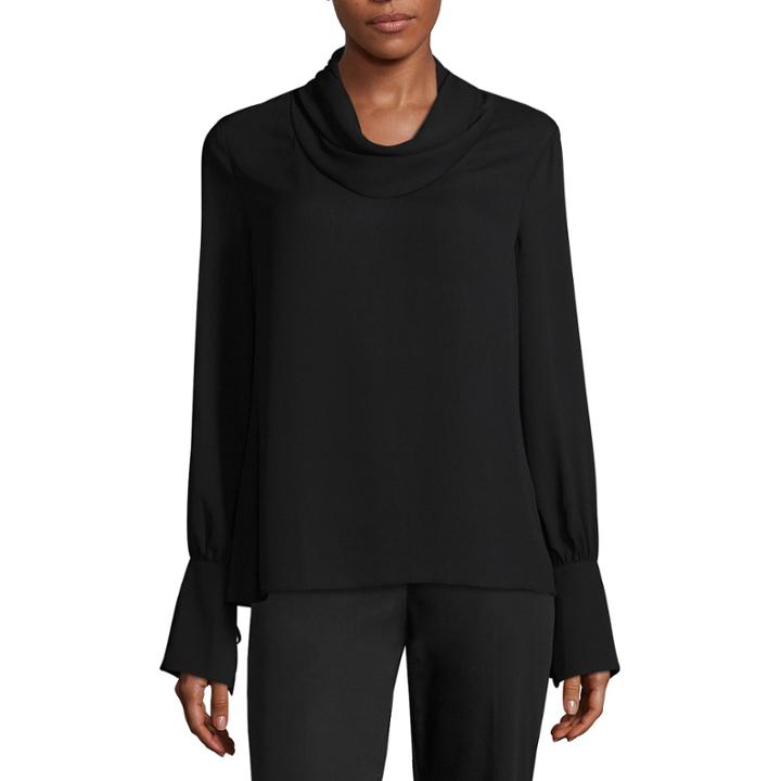 Worthington Long Sleeve Cowl Neck Georgette Blouse