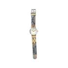 Olivia Pratt Womens Silver-tone Faux Mop Dial Yellow-grey Patterned Fabric Strap Watch 10352tr