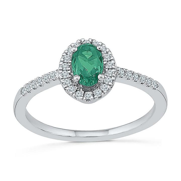 Womens 1/6 Ct. T.w. Green Emerald Sterling Silver Cocktail Ring