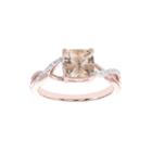Blooming Bridal Genuine Cushion-cut Morganite And Diamond-accent 14k Rose Gold Ring
