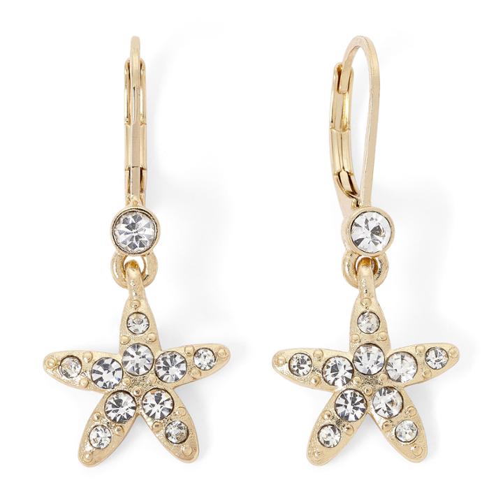 Monet Gold-tone Crystal Double Drop Earrings