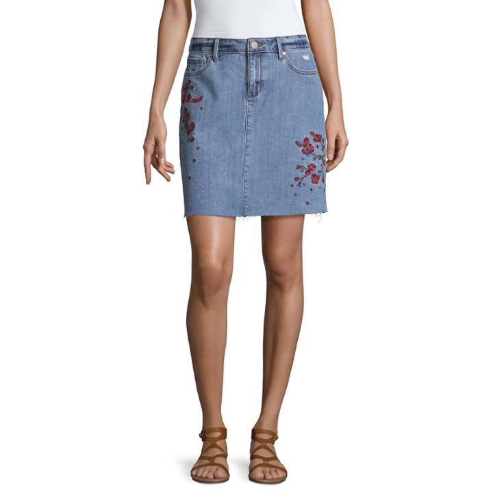 A.n.a Embroidered Denim Skirt