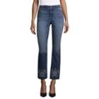 Liz Claiborne Chewed Hem Embellished Straight Leg Flexi Fit Jeans