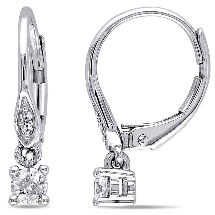 1/4 Ct. T.w. Genuine White Diamond 10k Gold Drop Earrings