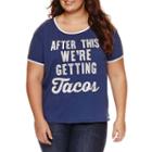 Short Sleeve Scoop Neck Graphic True Blue White Ringer T-shirt