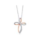 1/10 Ct. T.w. Diamond 14k Rose Gold Over Silver Cross Pendant Necklace
