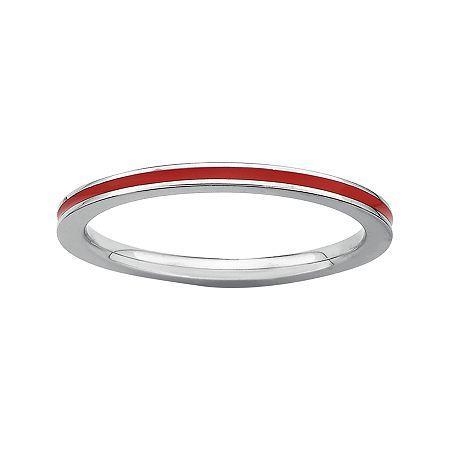 Personally Stackable Sterling Silver Red Enamel Stackable Ring