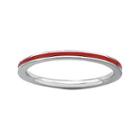 Personally Stackable Sterling Silver Red Enamel Stackable Ring