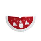 36 Red And White Winter Snowman Embroidered Christmas Tree Skirt