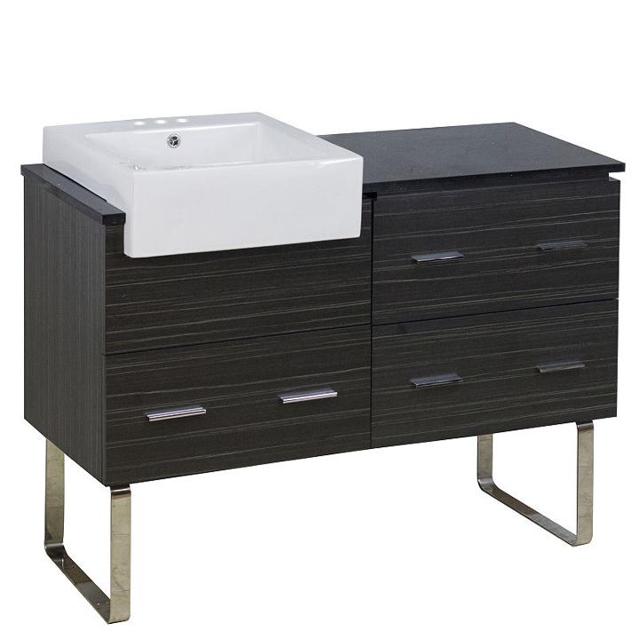 48.75-in. W Floor Mount Dawn Grey Vanity Set For 3h4-in. Drilling Black Galaxy Top