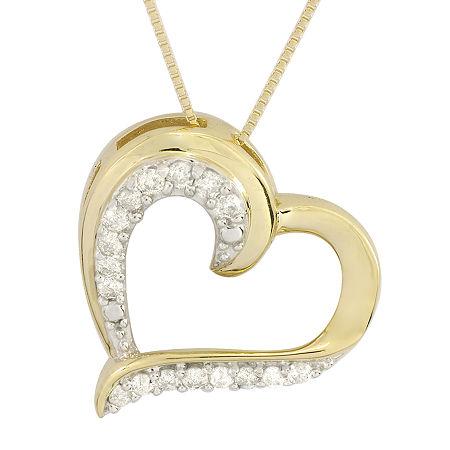 1/4 Ct. T.w. Diamond 10k Yellow Gold Heart Pendant Necklace
