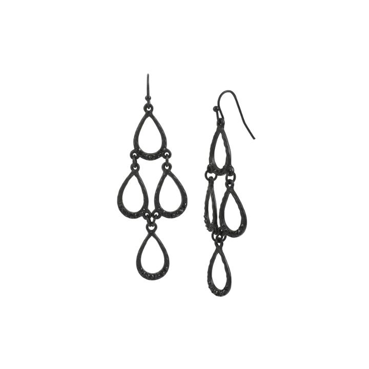 Mixit&trade; Black Openwork Teardrop Kite Earrings