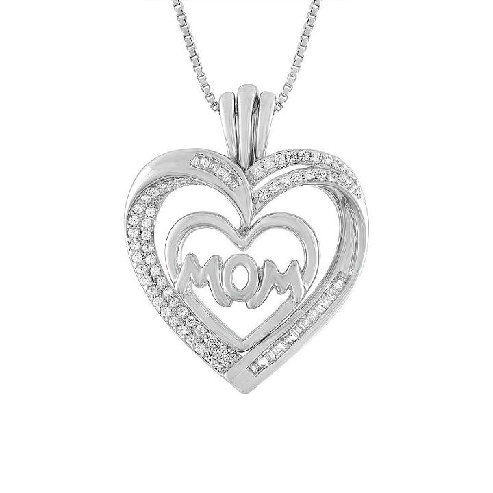 Womens 1/4 Ct. T.w. Genuine White Diamond Sterling Silver Pendant Necklace