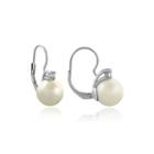 Silver-plated Simulated Pearl And Cubic Zirconia Earrings