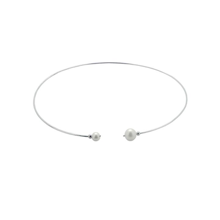Cultured Freshwater Pearl Sterling Silver Cuff Necklace