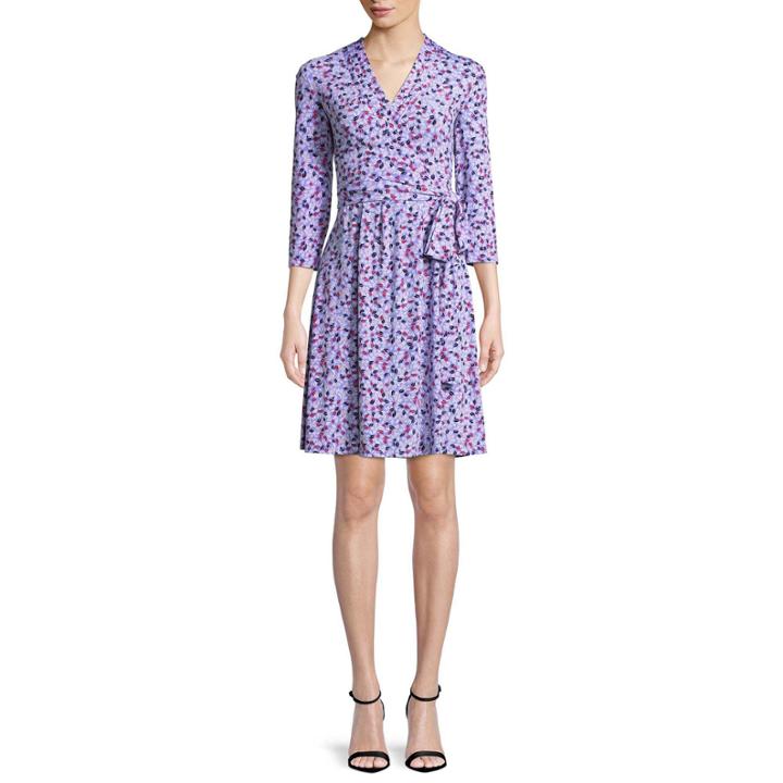 Liz Claiborne 3/4 Sleeve Leaf Wrap Dress